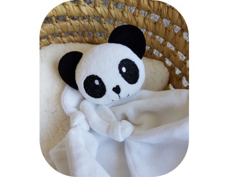 Motif de broderie machine  tête doudou panda ITH