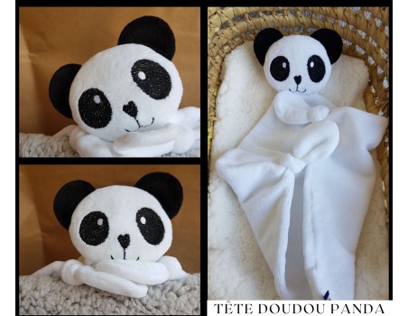 Motif de broderie machine  tête doudou panda ITH