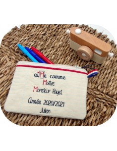 Motif de broderie machine ITH trousse scolaire Maître
