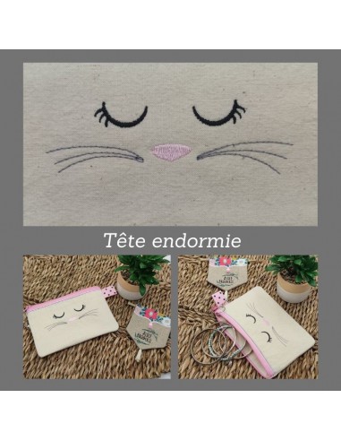 Motif de broderie free machine tête  endormie