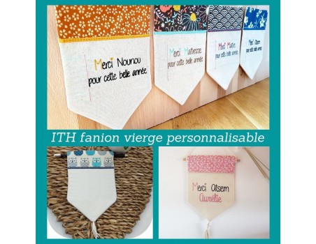 machine embroidery  design ith customizable pennant