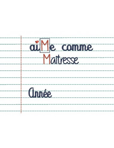 machine embroidery  design customizable text aiMe as a school teacher