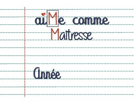 machine embroidery  design customizable text aiMe as a school teacher