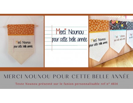 Motif de broderie machine texte  merci Nounou pour cette belle année  personnalisable