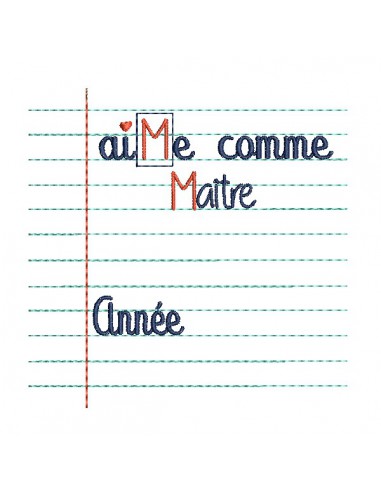 machine embroidery  design customizable text aiMe as a school teacher