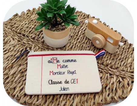 machine embroidery  design customizable text aiMe as a school teacher