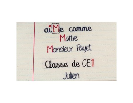 machine embroidery  design customizable text aiMe as a school teacher