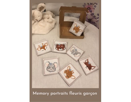 Motif de broderie machine ITH memory animaux portraits garçon