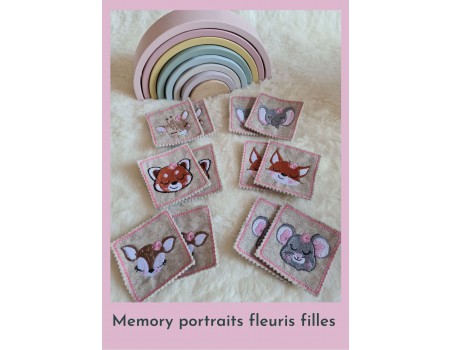 Motif de broderie machine ITH memory animaux portraits fille