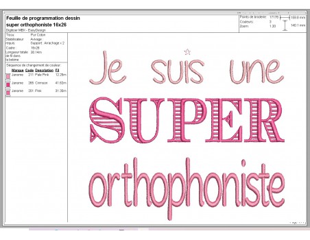 Motif de broderie  super orthophoniste femme