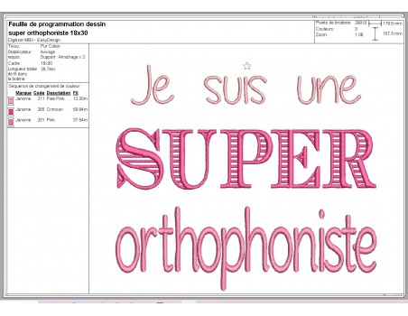 Motif de broderie  super orthophoniste femme