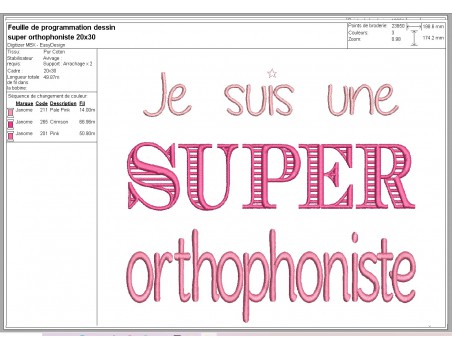 Motif de broderie  super orthophoniste femme