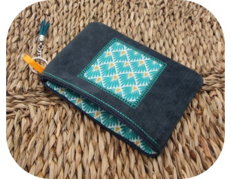 machine embroidery  pencil case  applique square ith