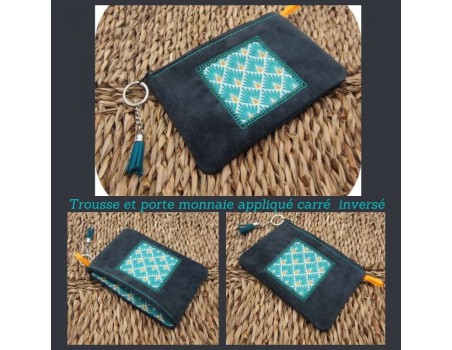machine embroidery  pencil case  applique square ith
