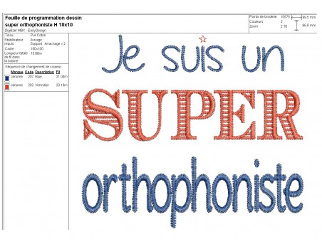 Motif de broderie  super orthophoniste homme