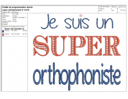 Motif de broderie  super orthophoniste homme