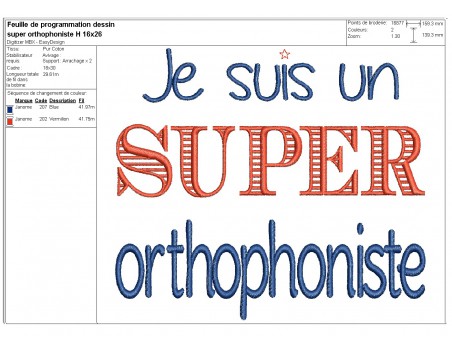 Motif de broderie  super orthophoniste homme