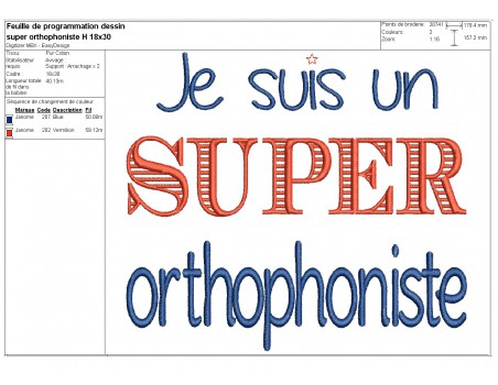 Motif de broderie  super orthophoniste homme