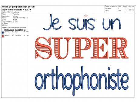 Motif de broderie  super orthophoniste homme