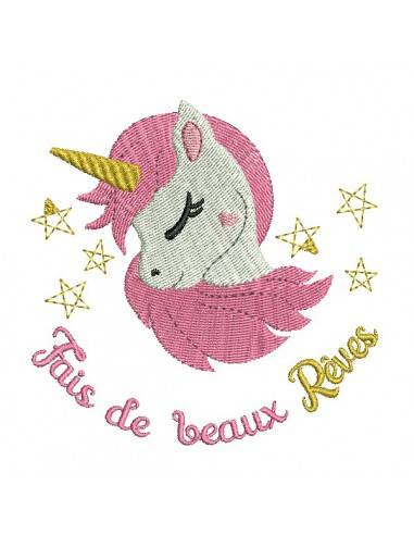 machine embroidery design  unicorn head