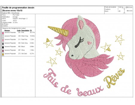 machine embroidery design  unicorn head