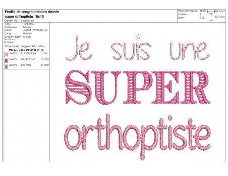 Machine Embroidery design Super orthoptist