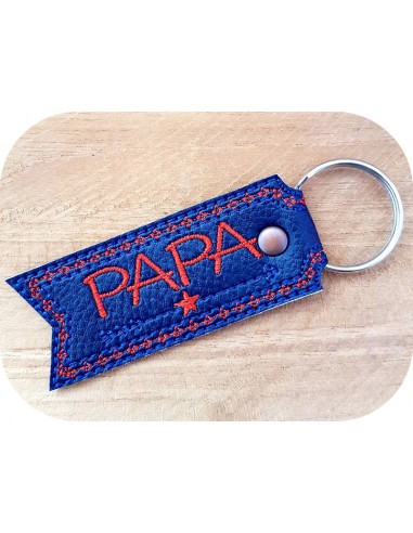 Motif de broderie machine porte clé étoile papa  ITH