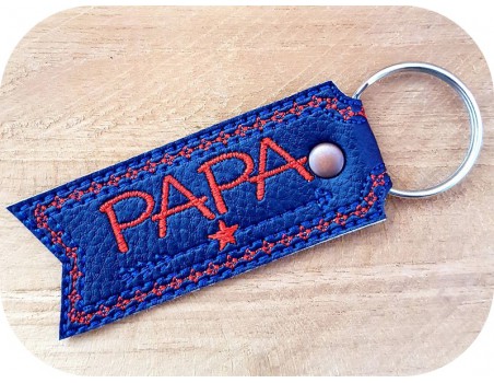 Motif de broderie machine porte clé étoile papa  ITH