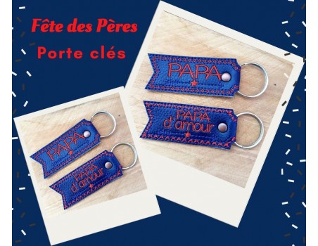 Motif de broderie machine porte clé étoile papa  ITH