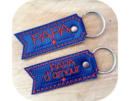 Motif de broderie machine porte clé  papa d'amour ITH