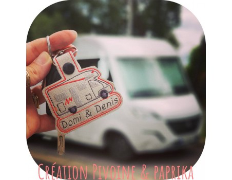 machine embroidery ith  motorhome keychain