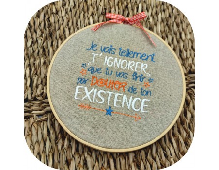 machine embroidery design text humor existence