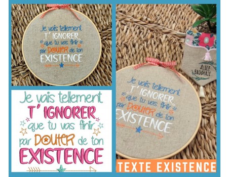 machine embroidery design text humor existence