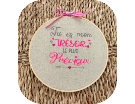 machine embroidery design precious treasure text