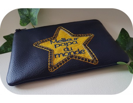 machine embroidery  pencil case applique star  ith