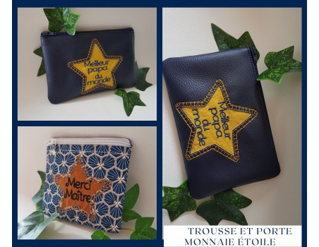 machine embroidery  pencil case applique star  ith