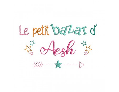 Motif de broderie texte bazar d' AESH