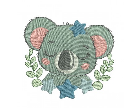 machine embroidery design koala sleeping  with star