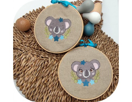 Motif de broderie machine koala étoiles