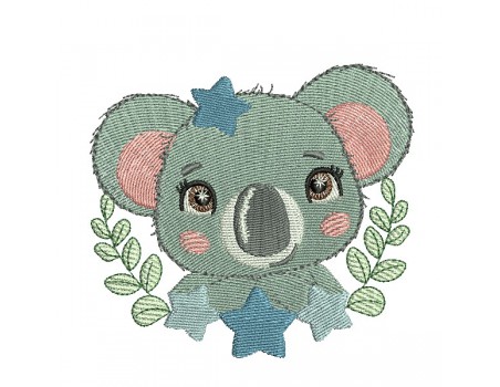 machine embroidery design koala with star