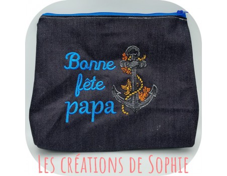 Motif de broderie  machine ancre marine avec ses coraux en mylar