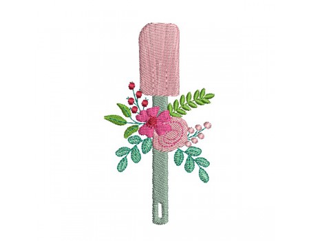 Motif de broderie machine spatule silicone fleurie