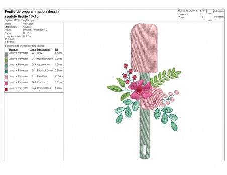 machine embroidery design shabby silicone spatula flowers