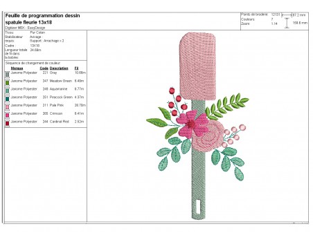 machine embroidery design shabby silicone spatula flowers