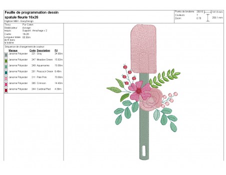 machine embroidery design shabby silicone spatula flowers