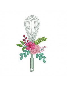Motif de broderie machine fouet fleuri