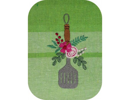 Motif de broderie machine spatule plate fleurie