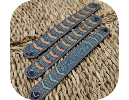 machine embroidery design peace  bangle for men ith