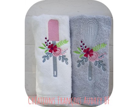 machine embroidery design shabby silicone spatula flowers