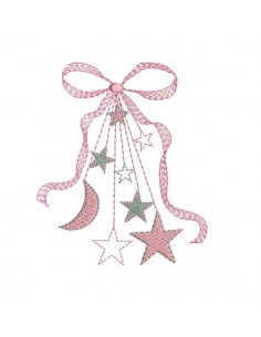 Motif de broderie branche d'étoiles